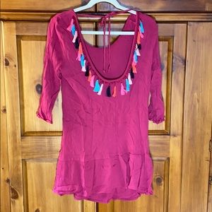 XHILARATION Beach Swim Womens Cover Up With Tassels